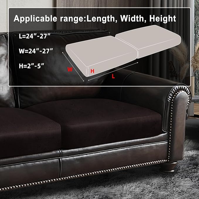 ANARACHON Leather Look Couch Cushion Covers Sofa Seat Slipcovers Sets Couches Furniture Protector for Sectional Armchair Loveseat Pets Kids Stretch Spandex Fabric (2 Cushion Loveseat, Chocolate) - Image 3