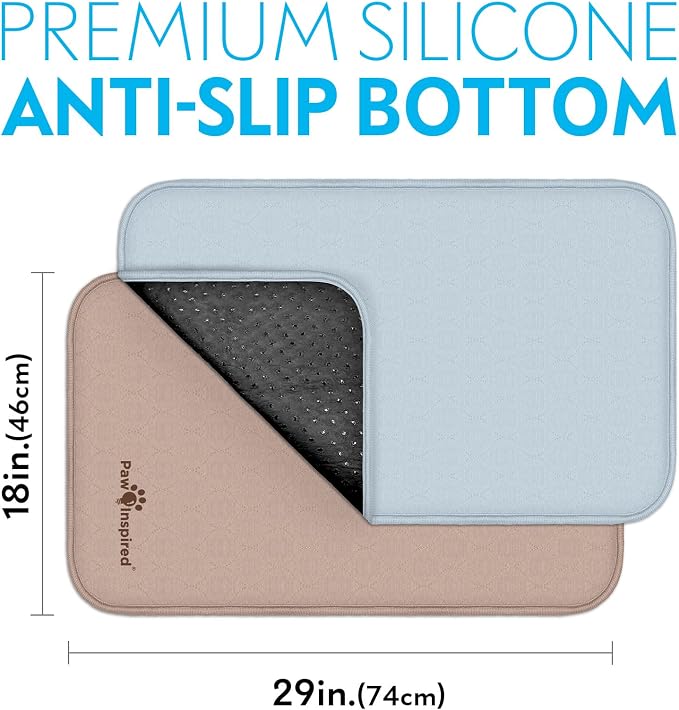 Paw Inspired Washable Crate Liners for Dogs, 29x18 Inch, Pack of 2 | Fits 30 Inch Kennels, Leakproof, Non-Slip Pee Pads, Reusable Puppy Pads for Potty Training, Whelping, Waterproof Pet Mat - Image 2