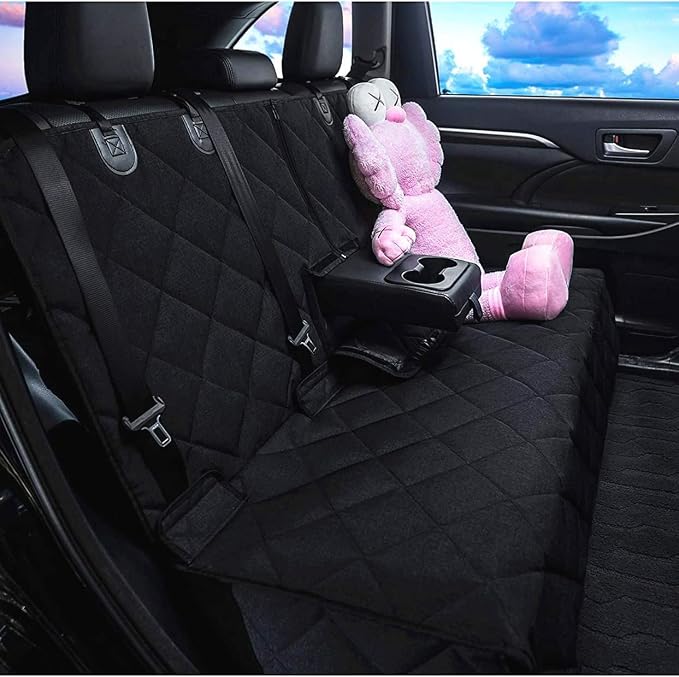 Bench Dog Car Seat Cover 100% Waterproof Heavy-Duty Nonslip Pet Car Seat Cover Protector for Fur & Mud Washable Backseat Dog Cover for Cars Armrest Compatible (Black EDG) (g3) by petiza