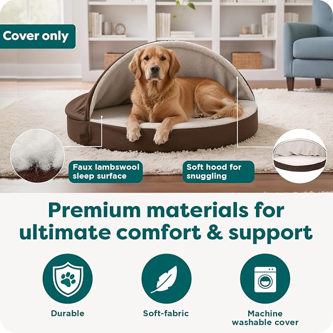 FurHaven Replacement Dog Bed Cover for Sherpa & Suede Snuggery, Fits Cool Gel-Top Foam Beds & Solid Orthopedic Foam Beds, Machine Washable, Jumbo XL (44 inch), Espresso - Image 5
