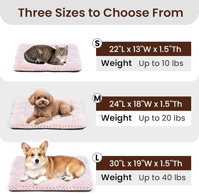 Mora Pets Cat Bed for Indoor Cats & Small Dogs Washable Flat Cat Bed Mat Soft Fluffy Dog Crate Kennel Carrier Pad with Anti-Slip Bottom for Pet Cage Travel Sleeping Chevron Pink 22 x 13 - Image 7