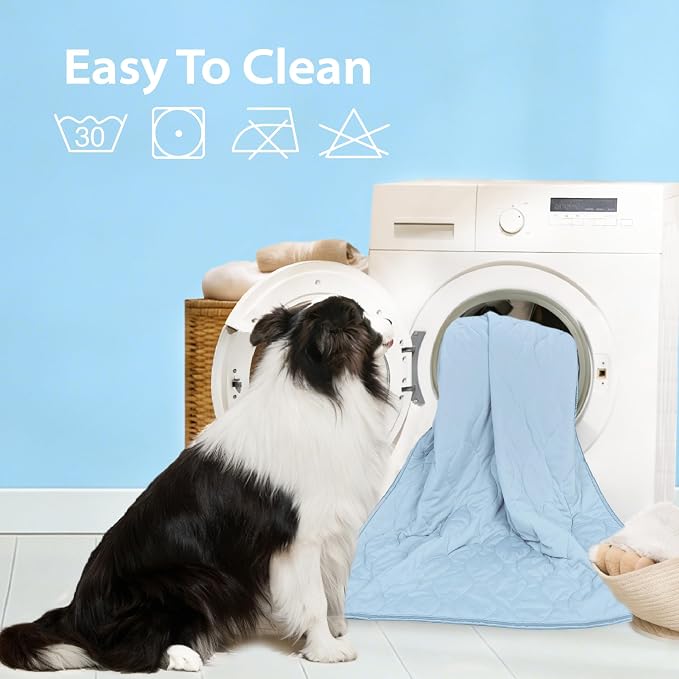 Cooling Blanket for Dogs - Q-MAX>0.4 Waterproof Pet Throw Blanket Bed Cover, Non-Slip Dog Blankets for Couch Protector, Washable Furniture Cover for Summer, Blue,40x60 - Image 6