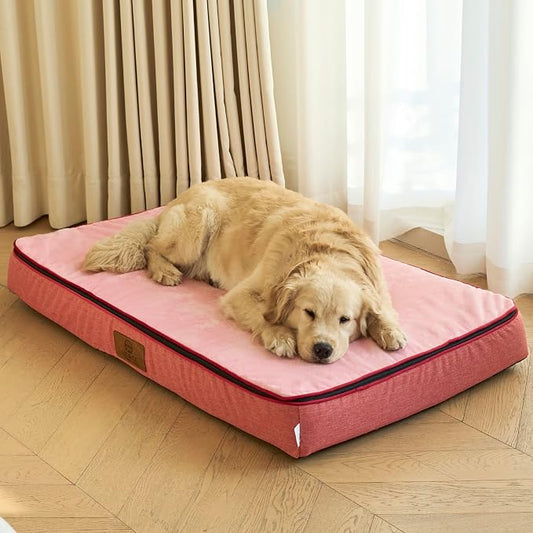 LIORCE Orthopedic Memory Foam XXL Dog Bed - 6" Thick Beds for Extra Large Sized Dog - Waterproof Removable Washable Cover & Wrap-Around Zipper - Ultimate Comfort & Easy Maintenance, Pink by LIORCE