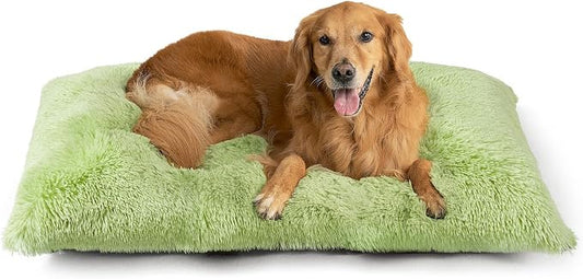 EHEYCIGA Fluffy Dog Crate Bed, Plush Extra Large Dog Pillow, Green | Xlarge Calming Anti Anxiety Plush Faux Fur Mat for Large size dogs, Washable Soft Warm Dog Pad with Non-Slip Bottom by EHEYCIGA