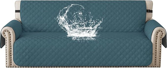 Waterproof Couch Cover for Pets, Sofa Covers for 3 Cushion Couch Washable, Non Slip Couch Covers for Dogs with Side Pockets Elastic Straps, Quilted Couch Covers for Sofa (Sofa, Dark Green) by CYCMACOHOME