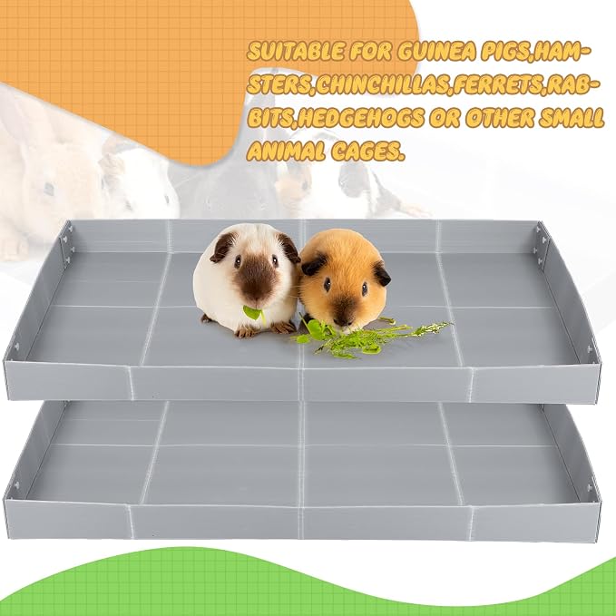 Wenqik 2 Pcs Guinea Pig Cage Liner Corrugated Plastic Cage Liner Base 2 x 4 Panel Size for Small Animals Hedgehogs Rabbits Tray, 55 x 27 Inch (Grey) - Image 2