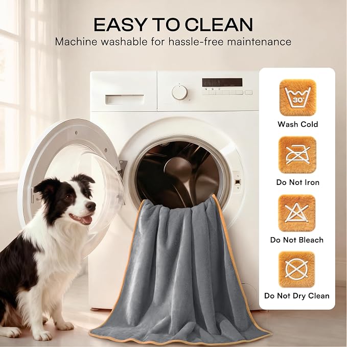 Luciphia Waterproof Pet Blanket, Liquid Pee Proof Dog Blanket for Sofa Bed Couch, Reversible Sherpa Fleece Furniture Protector Cover for Small Medium Large Dogs Cats, Grey+Beige Medium（57" x 40"） - Image 8