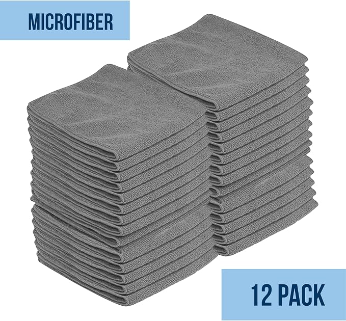GREEN LIFESTYLE Microfiber Cleaning Cloth 11.5" x 11.5" 12 Pack - Edgeless Microfiber Towels for Cars, Cleaning Rags, Lint Free Car Microfiber Towel, Reusable Cleaning Cloths for House, Garage (Grey) - Image 7