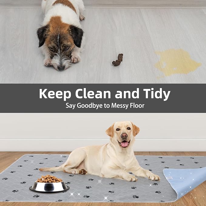 PUPTECK Washable Pee Pads for Dogs Dog Training Pads 2 Pack Grey 48x60 in | Reusable Puppy Potty Training Pads Whelping Mat Pet Food Feeding Mat Leakproof Fast Absorption Non-Slip for Couch, Crate - Image 6
