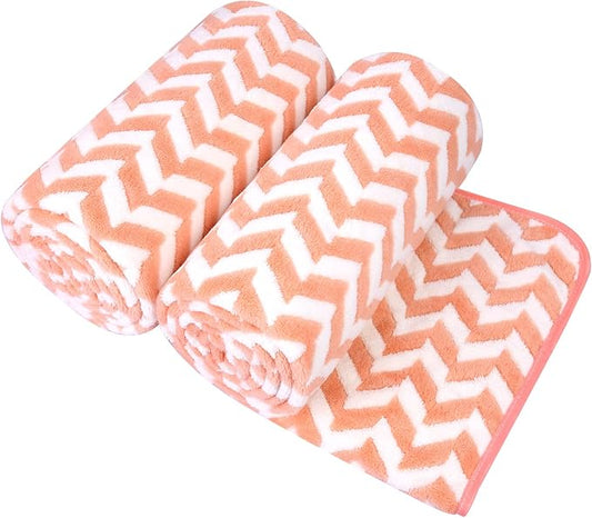 JML Microfiber Bath Towels, Chevron Red, 30" x 60", 2 Pack | Hanging Loop, Oversized, Soft, Super Absorbent, Fast Drying, Use for Sports, Fitness, Yoga by JML