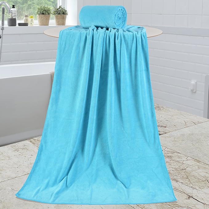 JML Large Microfiber Bath Towels Set, 2 Pack 30" x 60" - Soft, Absorbent, Quick-Drying, Bathrooom Towel with Hanging Loop for Hair Wrap, Sauna,Fitness, Sport, Yoga, Aquamarine | Oversized, Ultra Soft, Super Absorbent, Fast Drying, Perfect for Bathroom,... - Image 8