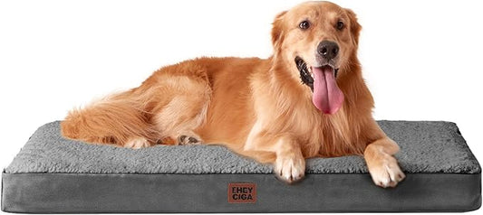 EHEYCIGA Orthopedic Dog Bed Large with Removable Washable Cover, 41IN Grey | Egg Crate Foam Support, Durable Oxford fabric, Non-Slip Bottom, Machine Washable, Soft Waterproof Plush Pet Bed Mat For Crate by EHEYCIGA