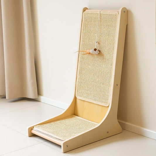 PETKARAY Sisal Cat Scratcher, Upright Cat Scratch Pad Wall Mounted, Vertical Scratching Post Alternative, L Shape Scratching Board 105° by PETKARAY
