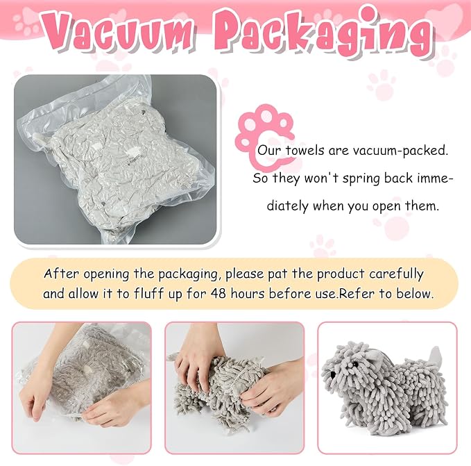 Tegeme 2 Pcs Chenille Dog Hand Towel Fuzzy Dog Towel Absorbent Microfiber Soft for Bathroom Kitchen Washstand (Grey) - Image 3