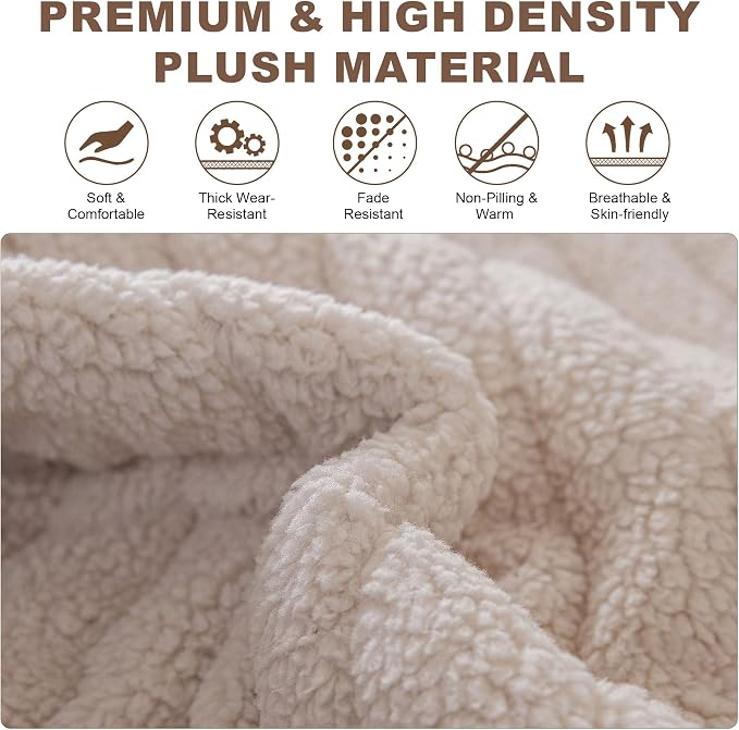OTOB Couch Covers for Sofa Pet Friendly, Washable & Non Slip Fuzzy Dog Couch Cover Sofa Slipcovers Love Seat, Soft Plush Cozy Furniture Protector Cushion Mat, All Seasons (Beige, 27.6" x 59.1") - Image 3