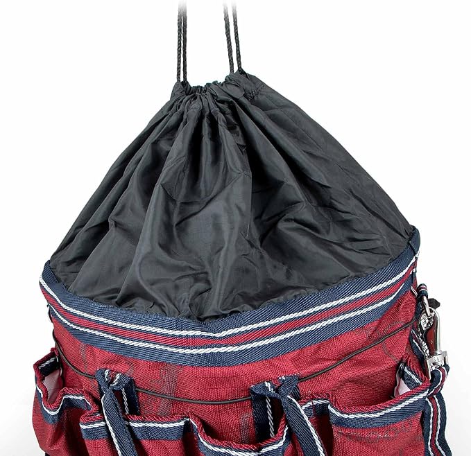 Jeffers Poplar Head Grooming Bag – Horse Grooming Organizer Tote with Pockets for Brushes, Tools, Clippers, Shampoo, Detangler – Stable Barn Kit Carrier for Horses, Pets, Merlot Snaffles & Irons - Image 4