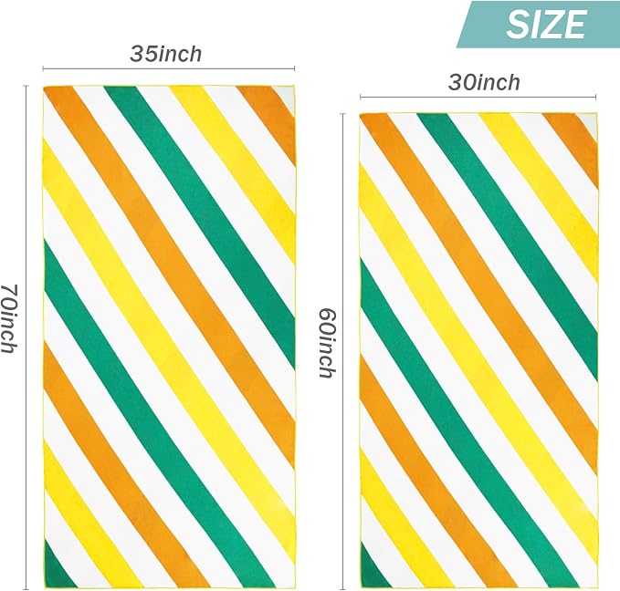 Whale Flotilla Quick Dry Beach Towels Oversized (35"x70"), Microfiber Sand-Free 2 Pack Beach Towel Set, Extra Large Compact Pool Travel Accessories, Aqua and Orange - Image 6