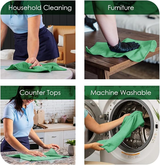 Avalon Towels Microfiber Cleaning Cloths (Value Pack of 12) - Size 12 x 12 Inches, Highly Absorbent Cleaning Rags, Lint Free, Reusable and Washable, Microfiber Towels for Cars - Image 3