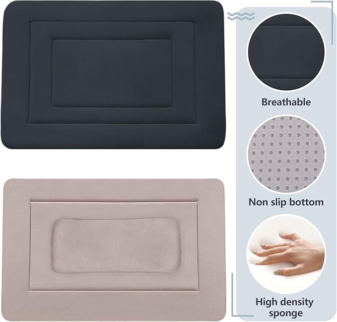 Dog Bed Soft Dog Crate Bed Pad Mat, 48 in Non Slip Bottom Washable Beds for Extra Large Dogs, Pet Bed Mattress Kennel Pad, Dark Blue Gray - Image 2