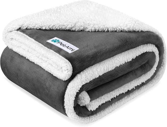 PetAmi Waterproof Dog Blanket for Couch, Pee Proof Fleece Reversible Pet Throw, Furniture Protector for Bed Sofa Kennel, Soft Washable Cover for Small Medium Dog Puppy Cat, 29x40 Grey by PetAmi