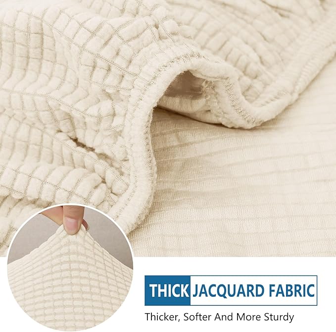 hyha Waterproof Couch Cushion Covers for Pets, Non Slip Sofa Seat Cover | Stretch Jacquard Fabric, Elastic Bottom, Non Slip Fit, Waterproof Protection, Pet Hair Protection (3 Pieces) - Image 5