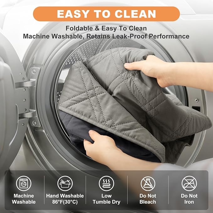 100% Waterproof Dog Bed Cover Pet Blanket 68"x82", 7-Layer Reversible Washable Bed Mat for Furniture Couch Sofa Car (Light Gray+Gray) - Image 7