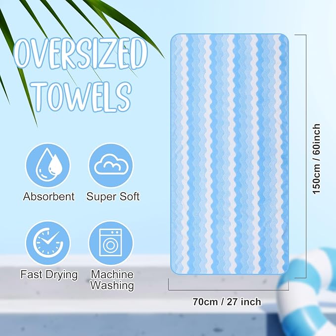 SmoothNovelty 8 Pack Microfiber Bath Towels Bulk 27'' x 60'' Oversized Bath Towel Highly Absorbent Extra Large Shower Sheets Soft Drying for Beach Pool Bathroom Salon Party(Blue) - Image 2