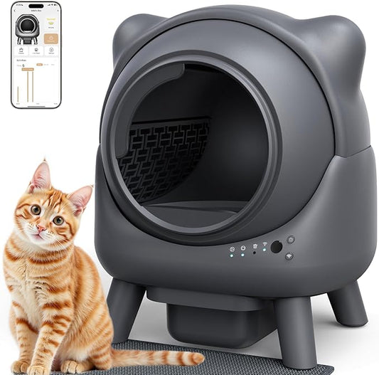Automatic Litter Box, FEELNEEDY Self Cleaning Litter Box, Odor Control Robot, Cat Ears Design, 65L APP Real-Time Monitor, Cat Litter-Boxs for Multiple Cats, Safety Sensors, with 1 Trash Bag by FEELNEEDY