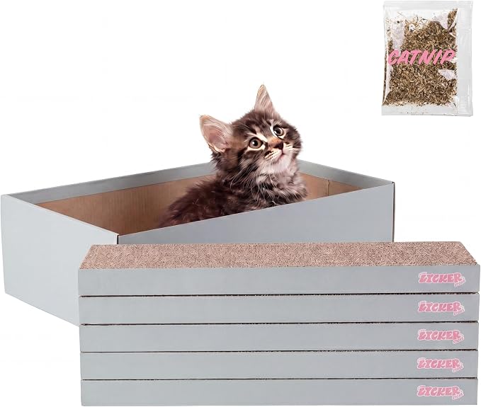 Naomi 18" x 10" Reversible Corrugated Cardboard Cat Scratcher Pads with Catnip, 5-Pack, Gray Modern Furniture Protector CSR1009D by THELICKERSTORE