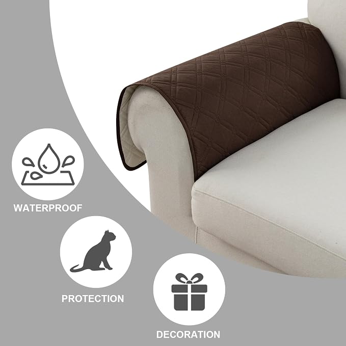 Genina Sofa Armrest Cover, Anti-Slip Armchair Slipcovers for Dogs Cats Pet, Water Resistant Couch Arm Cover for Backrest Recliner Loveseat, L Shaped Sofa, 23.6 x 27.5 Inches（2 Pieces） - Image 6