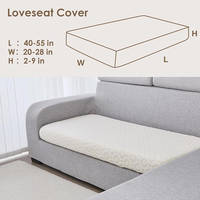 Genina Waterproof Couch Cushion Covers for Pets Washable Sofa Seat Covers | Non Slip,Stretch Jacquard Fabric,Pet Hair & Scratch Protection,Easy Installation,Furniture Protector,Loveseat Cover - Image 6