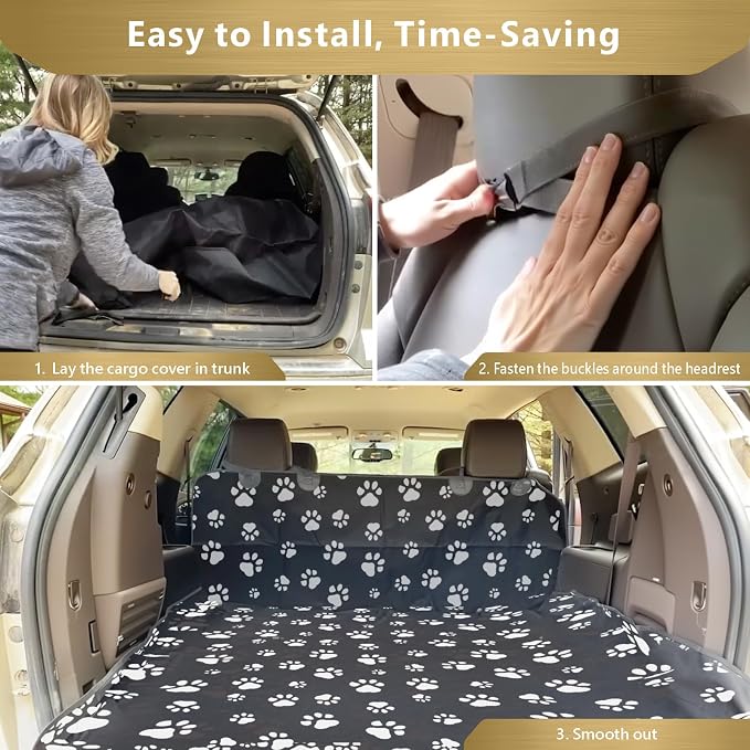 F-color SUV Cargo Liner for Dogs - Heavy Duty Cargo Cover for Mid-Size SUVs | Water Resistant, Bumper Flap, Non-Slip Mat, Car Trunk Dog Car Seat Cover Prevents Scratches Pet Hair Mud Dirt for Sedans Vans - Image 7