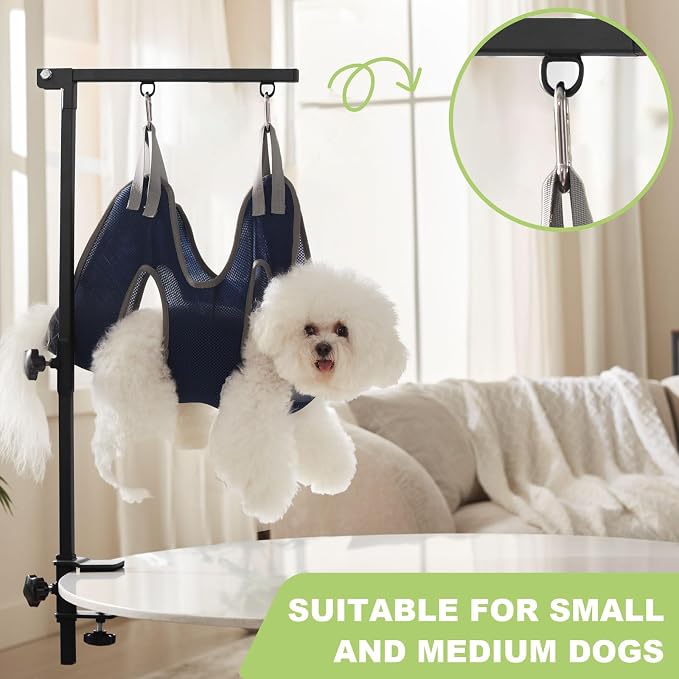 Home Dog Grooming Table Arm with Hammock 35" Height Adjustable Dog Grooming Arm with Clamp No-Sit Haunch Holders Durable(Grooming Table Not Included) - Image 2