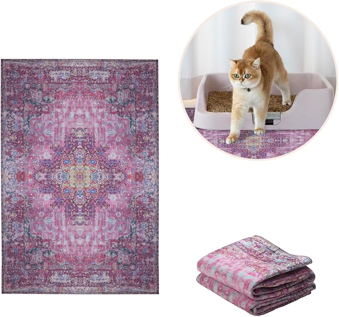 Lovewag Cat Litter Mat, Litter Box Mat, Mystic Fuchsia, 16x24, 2 Pack | Washable litter mat cover, kitty litter mat & cat mat for litter box, litter trapping mat, prevents tracking, multi-cat - Image 8