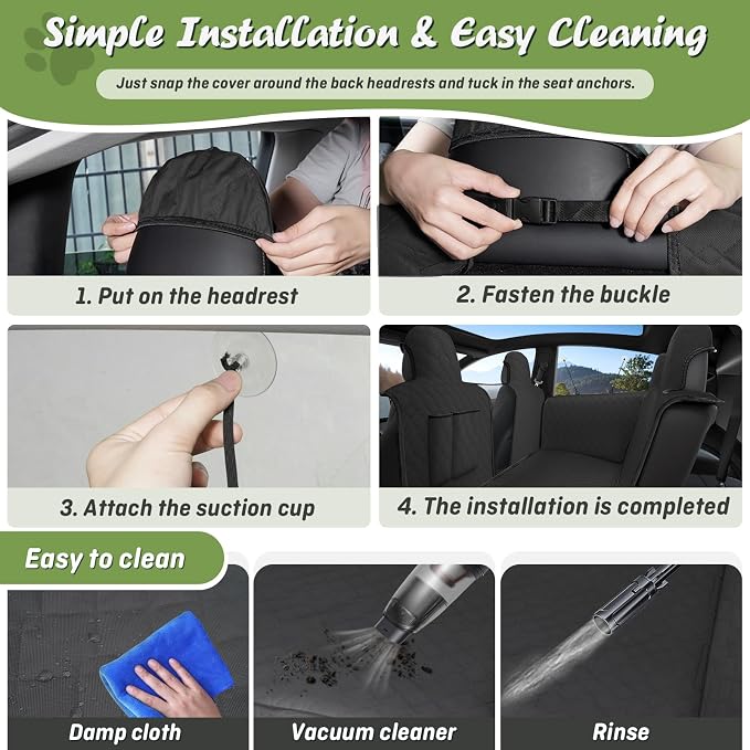 Shademax Custom for 2021-2025 2026 Nissan Rouge Rear Seat Pet Cover Rouge Accessories Car Dog Seat Cover for Back Seat Pet Mat Waterproof Scratchproof Hammock with Mesh Window & Headrest Protector - Image 7