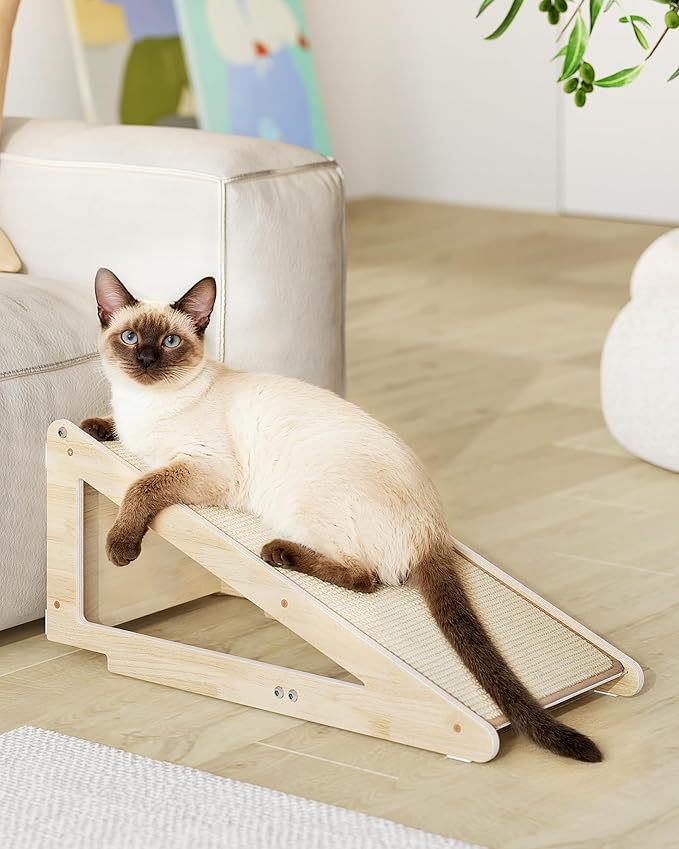 Aechonow 26.4'' Sisal Cat Scratcher Ramp for Indoor Cats | Vertical Scratching Pad for Large Cats, Wooden Cat Furniture - Image 3