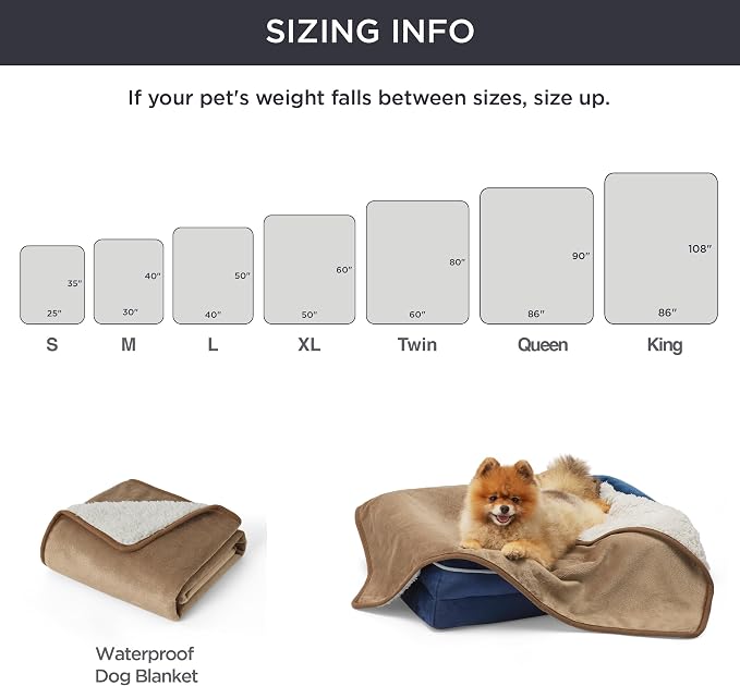 Bedsure Waterproof Dog Blankets for Medium Dogs Washable Soft Warm, 30"X40" | Plush Sherpa Fleece Cat Puppy Blanket for Couch Protector, Reversible Cozy Calming Throw for Pet Indoor,Camel - Image 6