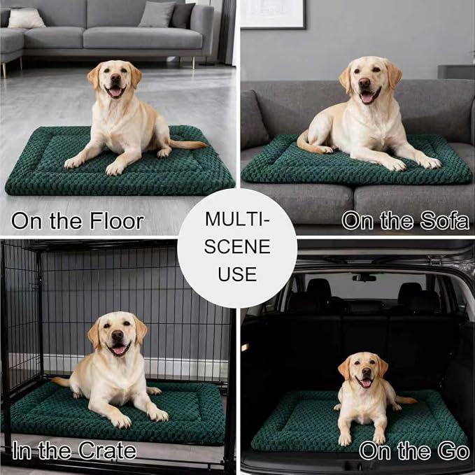 Dog Bed Mat - Dog Crate Pad - Reversible Mat for Pet Comfort - Soft Bed Crate Pads for All Seasons - Durable, Machine Washable Mat for Crates, Travel, and Home (Dark Green, 35" L*23" W*1.5" Th) - Image 6