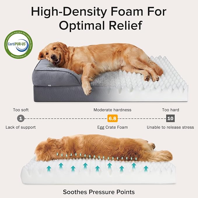 INVENHO Jumbo Orthopedic Dog Bed for Extra Large Dogs, Waterproof, Egg-Crate Foam Dog Couch Bed with Washable Removable Cover, Waterproof Lining and Nonskid Bottom - Image 2