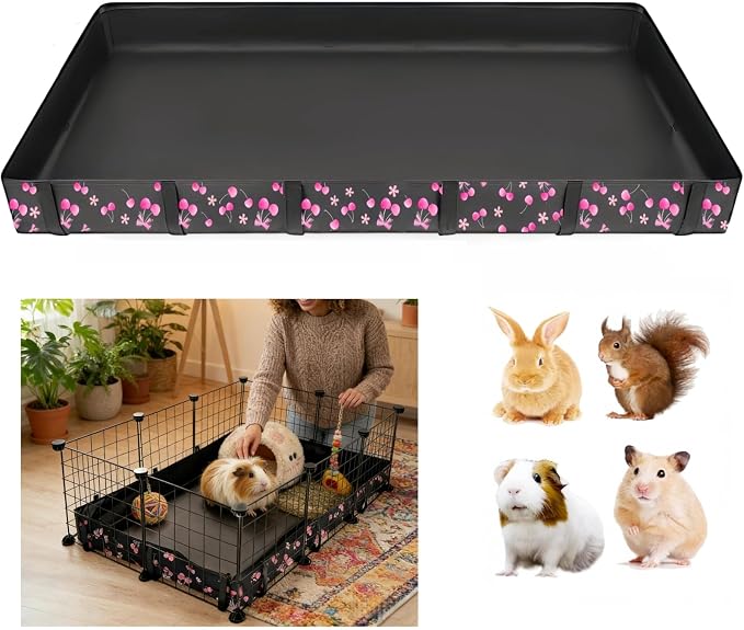 DZWLKJ Waterproof Guinea Pig Cage Liner,Washable Tarp Bottom Base,Cherry Graphic,28"x42", Reusable for Rabbit, Chinchilla, Hedgehog, Ferret & Other Small Animals. by DZWLKJ