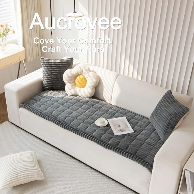 Couch Cover for Dogs Washable, Non Slip Sofa Covers for Pets 3 Cushion Couch Sofa, Sectional Slipcover Furniture Protector (1 PCS 27.5"x94" Dark Grey) - Image 3
