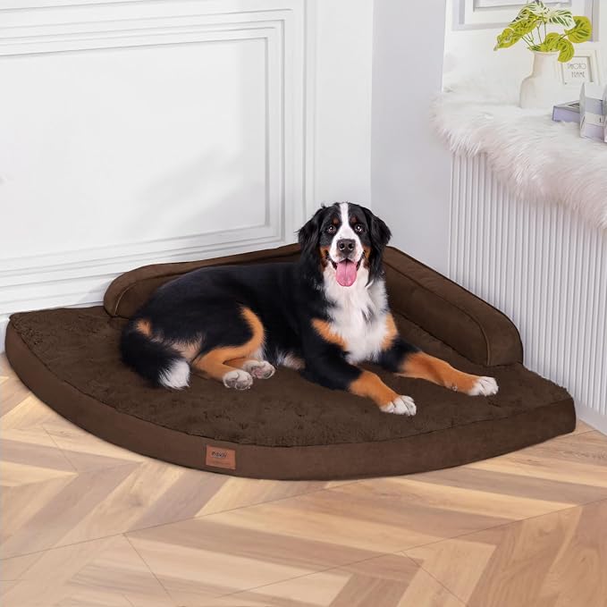 MEKIY Orthopedic Waterproof Dog Bed with Sides for Large Medium Dogs | Egg Crate Foam, Waterproof Liner, Anti-Slip Bottom, Space-Saving, Perfect for Corners and Sofa Edges, 35 x 35 Inch by Mekiy