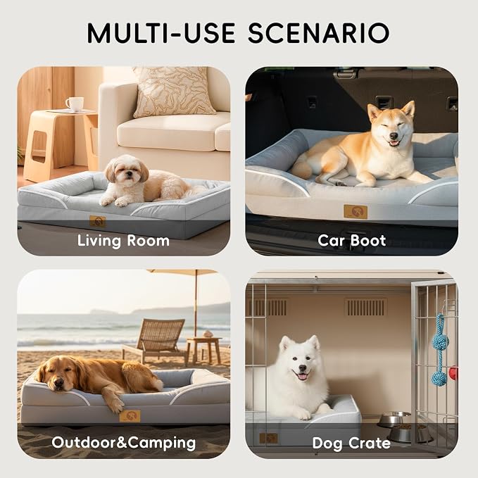 Homemate Dog Beds Large Sized Dog: 36x27 inch Orthopedic Large Dogs Bed XL Outdoor Pet Cat Bed Sofa Supplies with Toy Dogs Crate Pad Couch with Removable Washable Cover & Non-Slip Botton Light Grey | Large Dogs Bed with Non-Slip Botton & Removable Wash... - Image 7
