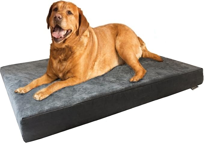 Dogbed4less XL Orthopedic Memory Foam Dog Bed with Machine Washable Cover, Waterproof Lining for Medium to Large Pet, 47X29X4 Pad Fit 48X30 Crate by Dogbed4less