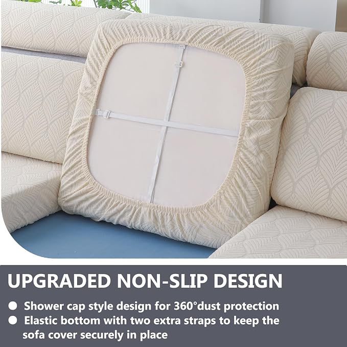 Genina Waterproof Couch Cushion Covers for Pets Washable Sofa Seat Covers | Non Slip,Stretch Jacquard Fabric,Pet Hair & Scratch Protection,Easy Installation,Furniture Protector,Loveseat Cover - Image 5