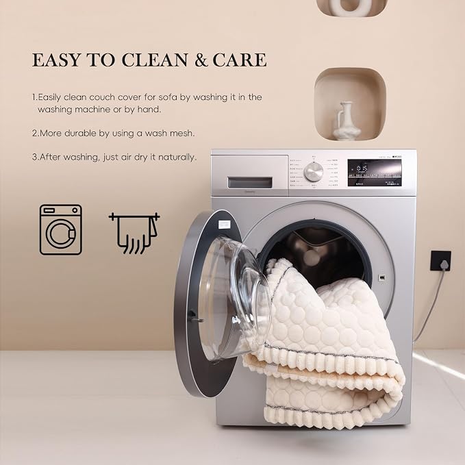 Circular Grid Couch Cover for Dogs Washable - Non Slip Thick Soft Pet Sofa Protector for 3 Cushion Couch Large Silicone Particles Furniture Mat for Cats Sectional Slipcovers - Image 6