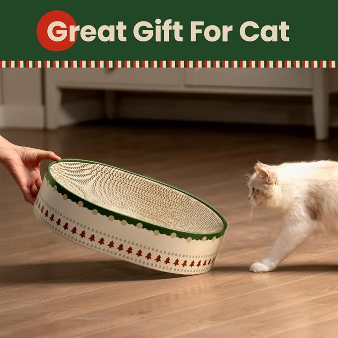 Conlun Oval Cat Scratcher Bed | Scratching Bowl Lounge for Kittens | Medium | Corrugated Cardboard Pad | Concave Shape | No Mess Enclosed Base | Serves as Couch Furniture Protector - Image 7