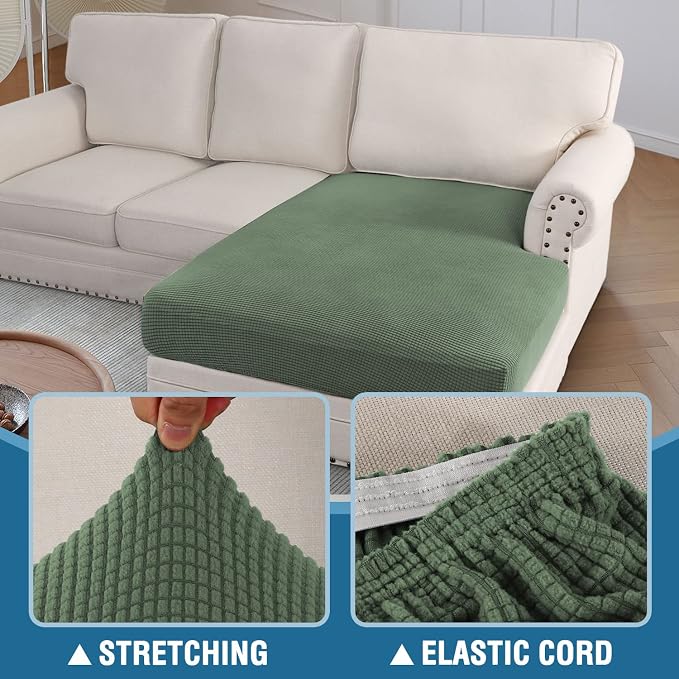 H.VERSAILTEX Sectional Couch Covers 1 Piece Chaise Slipcover L Shape Separate Cushion Couch Cover for Both Left/Right Sectional Couch (Seat Only: 1 Chaises, Loden Frost) - Image 5