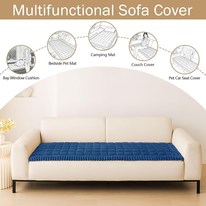 hyha Couch Cover for Dogs, Washable Non Slip Plush Flannel Sofa Protector | Thick Flannel, Silicone Anti-Slip Backing, Pet Hair & Scratch Protection, Fits Sofa & Loveseat (27.6" x 82.7") - Image 3