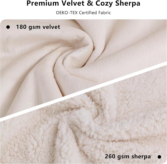 Waterproof Blanket for Couch - Dog Throw as Furniture Protector | Cozy Sherpa & Smooth Velvet, Reversible and Machine Washable, for Couch and bed, 50"x60", Beige - Image 2